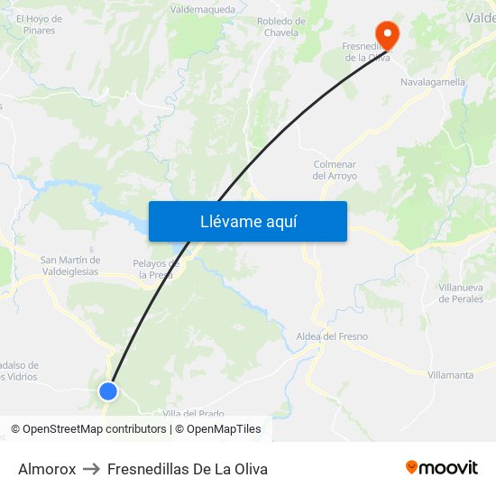 Almorox to Fresnedillas De La Oliva map