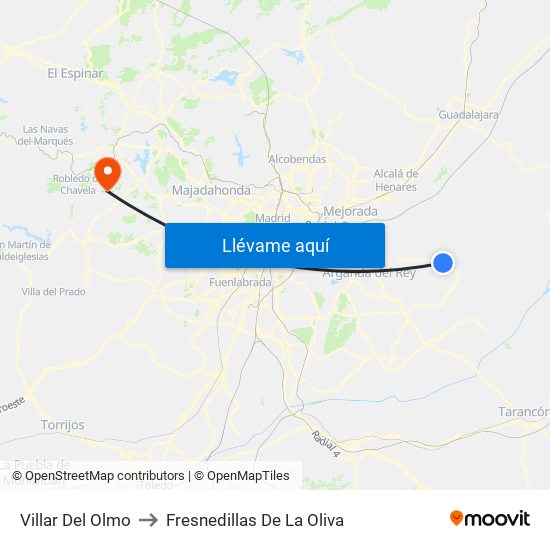 Villar Del Olmo to Fresnedillas De La Oliva map