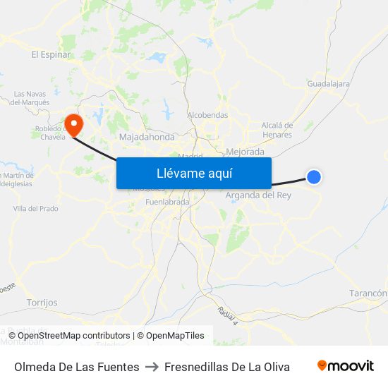 Olmeda De Las Fuentes to Fresnedillas De La Oliva map