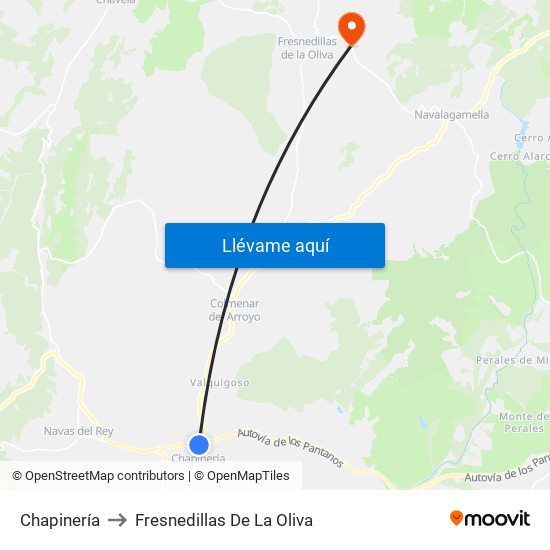 Chapinería to Fresnedillas De La Oliva map