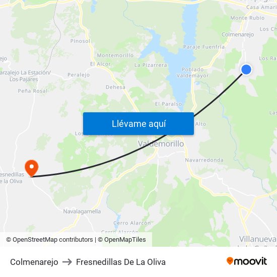 Colmenarejo to Fresnedillas De La Oliva map