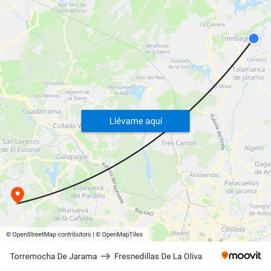 Torremocha De Jarama to Fresnedillas De La Oliva map
