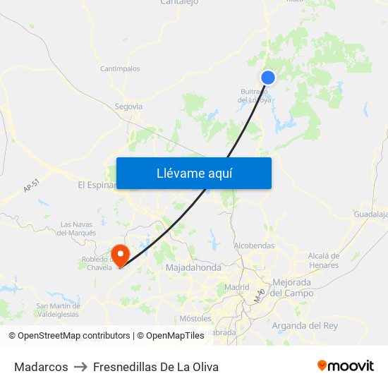 Madarcos to Fresnedillas De La Oliva map