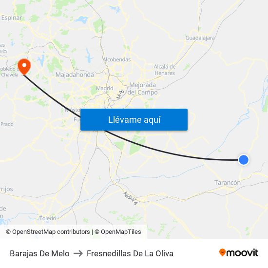 Barajas De Melo to Fresnedillas De La Oliva map