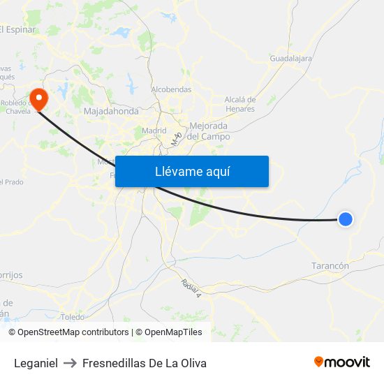 Leganiel to Fresnedillas De La Oliva map