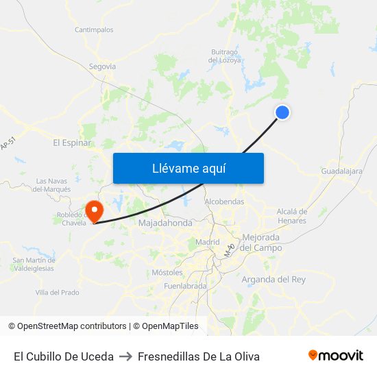 El Cubillo De Uceda to Fresnedillas De La Oliva map
