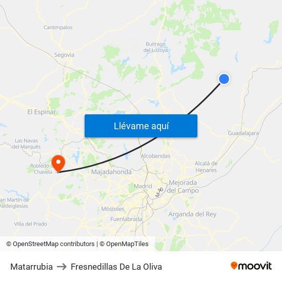 Matarrubia to Fresnedillas De La Oliva map