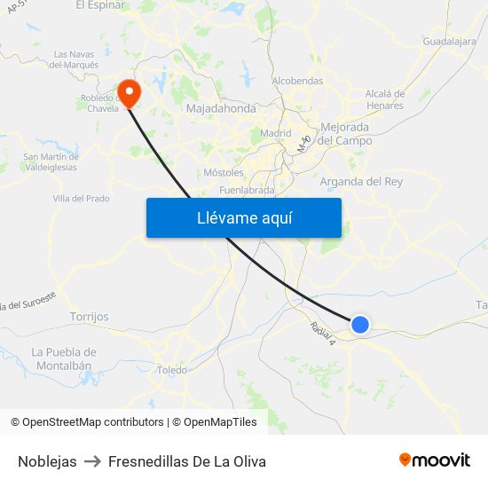 Noblejas to Fresnedillas De La Oliva map