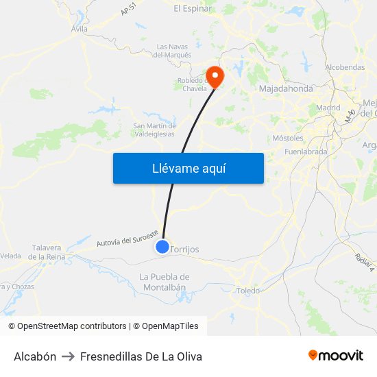 Alcabón to Fresnedillas De La Oliva map