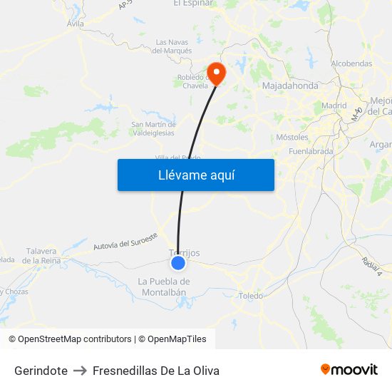 Gerindote to Fresnedillas De La Oliva map