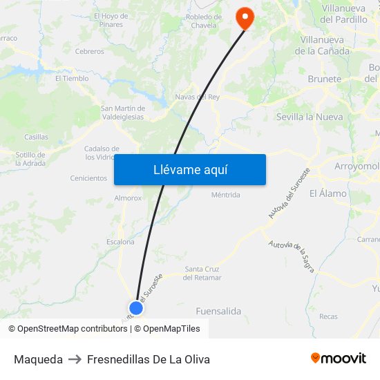 Maqueda to Fresnedillas De La Oliva map