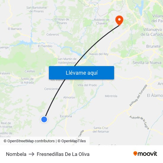 Nombela to Fresnedillas De La Oliva map