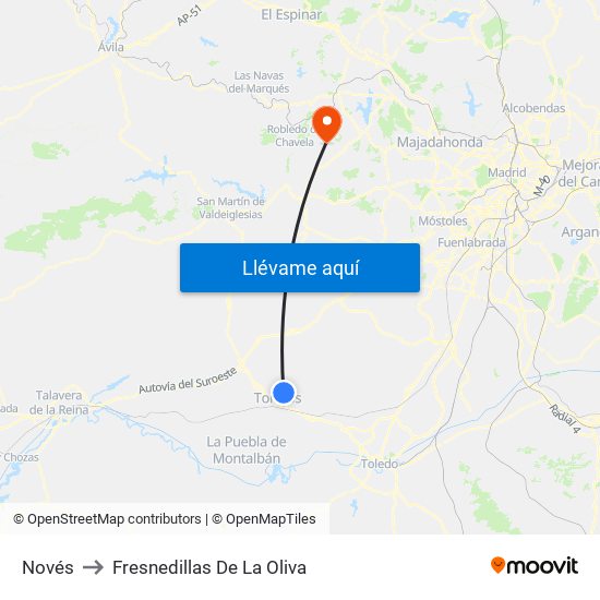 Novés to Fresnedillas De La Oliva map