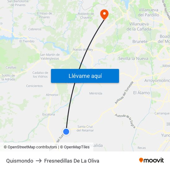 Quismondo to Fresnedillas De La Oliva map