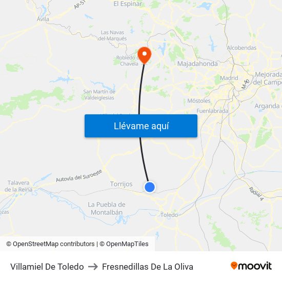 Villamiel De Toledo to Fresnedillas De La Oliva map