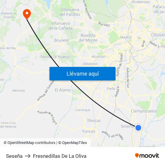 Seseña to Fresnedillas De La Oliva map