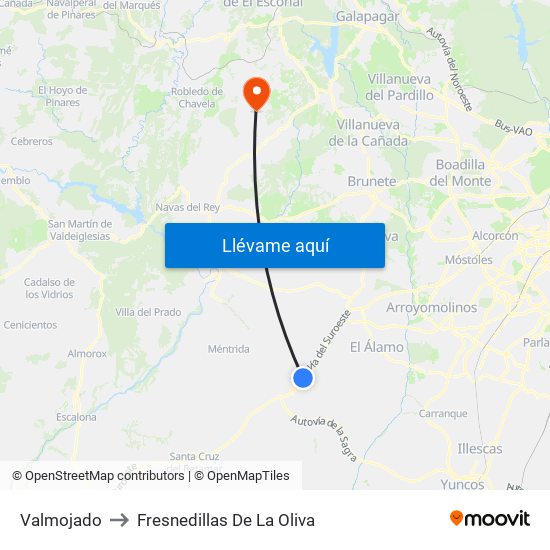 Valmojado to Fresnedillas De La Oliva map