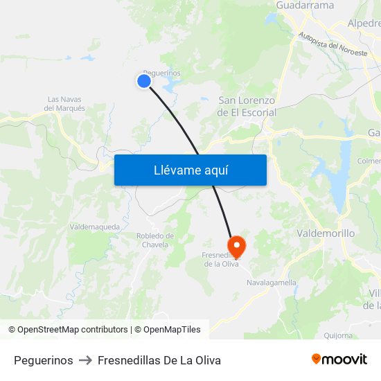 Peguerinos to Fresnedillas De La Oliva map