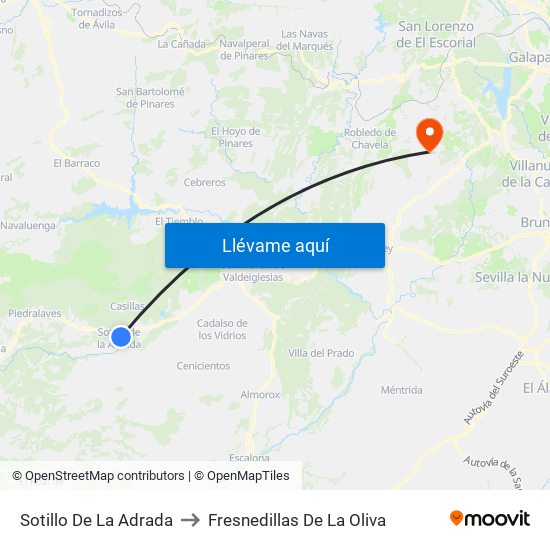 Sotillo De La Adrada to Fresnedillas De La Oliva map