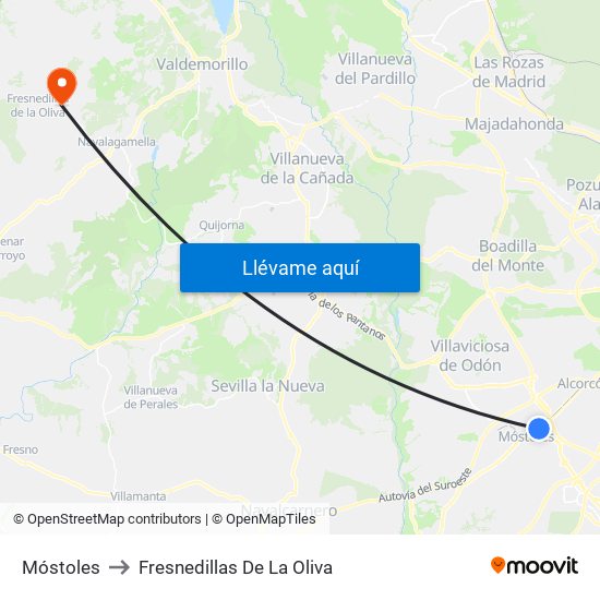 Móstoles to Fresnedillas De La Oliva map