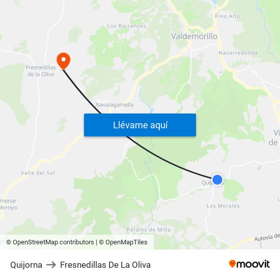Quijorna to Fresnedillas De La Oliva map