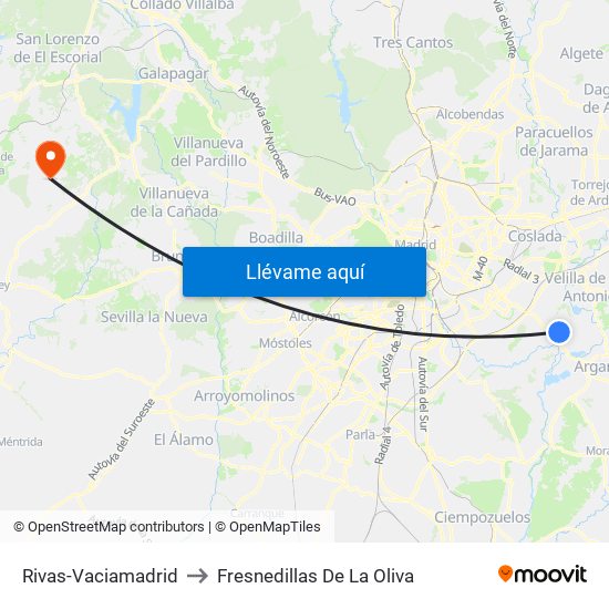 Rivas-Vaciamadrid to Fresnedillas De La Oliva map