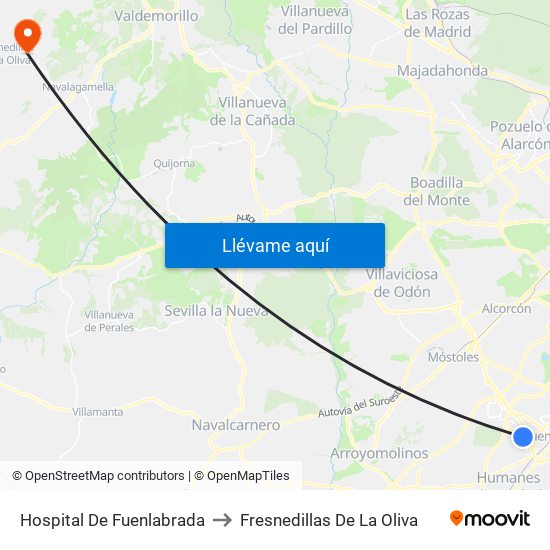 Hospital De Fuenlabrada to Fresnedillas De La Oliva map