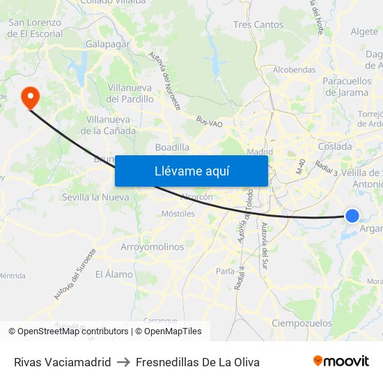 Rivas Vaciamadrid to Fresnedillas De La Oliva map