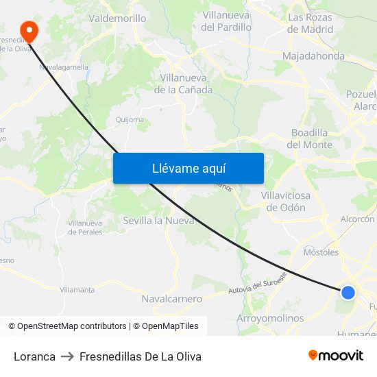 Loranca to Fresnedillas De La Oliva map