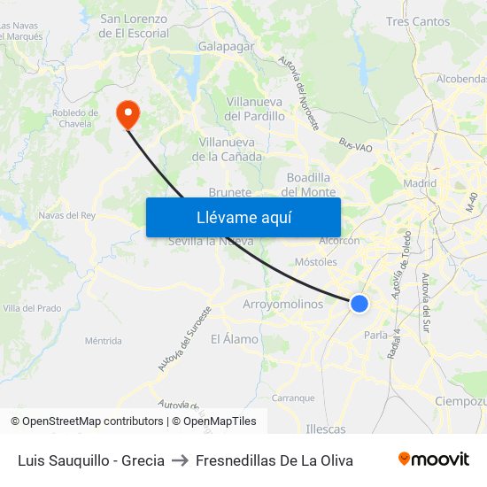 Luis Sauquillo - Grecia to Fresnedillas De La Oliva map
