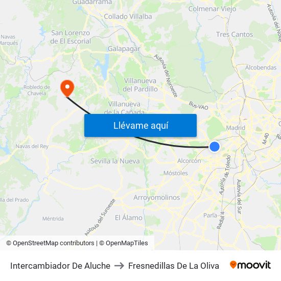 Intercambiador De Aluche to Fresnedillas De La Oliva map