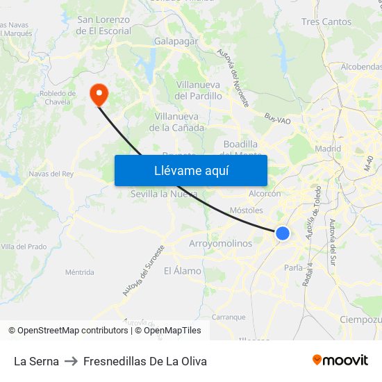 La Serna to Fresnedillas De La Oliva map