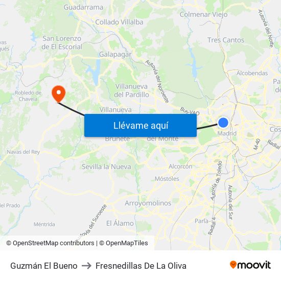 Guzmán El Bueno to Fresnedillas De La Oliva map