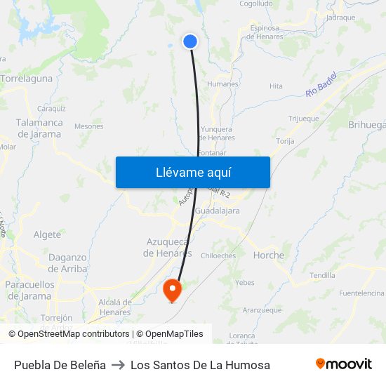 Puebla De Beleña to Los Santos De La Humosa map