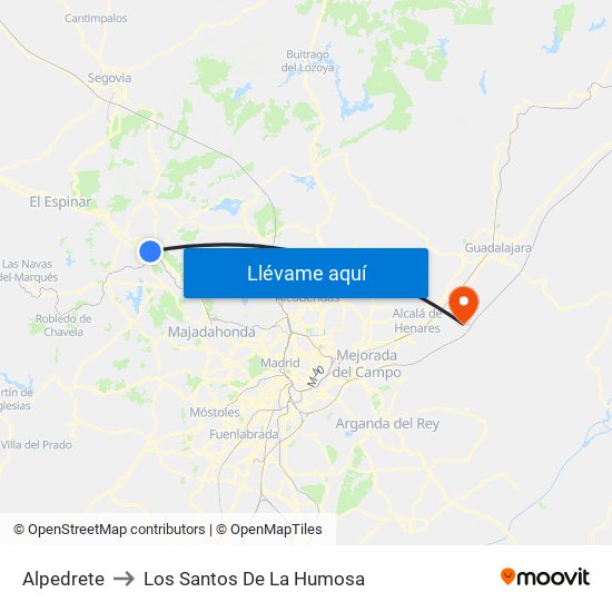 Alpedrete to Los Santos De La Humosa map