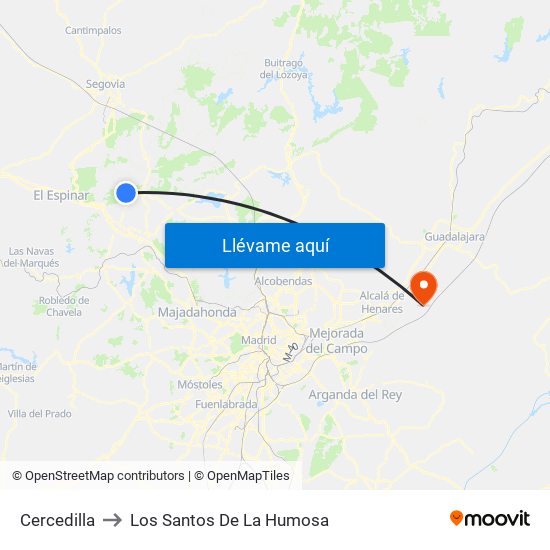 Cercedilla to Los Santos De La Humosa map