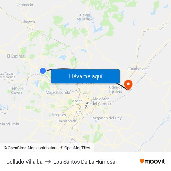 Collado Villalba to Los Santos De La Humosa map