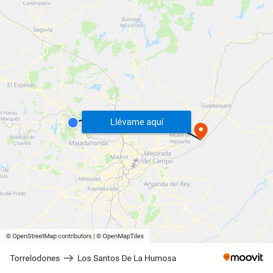 Torrelodones to Los Santos De La Humosa map
