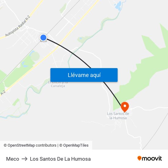 Meco to Los Santos De La Humosa map