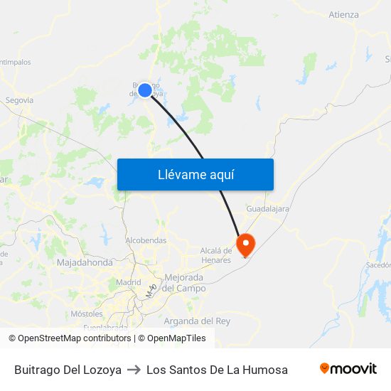 Buitrago Del Lozoya to Los Santos De La Humosa map
