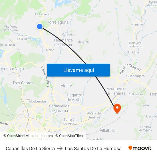 Cabanillas De La Sierra to Los Santos De La Humosa map