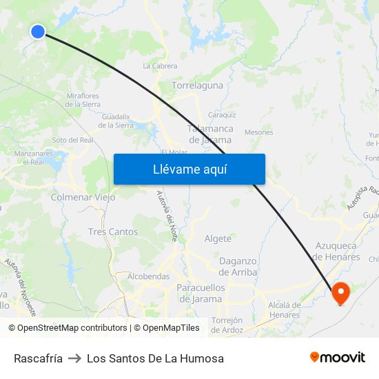 Rascafría to Los Santos De La Humosa map