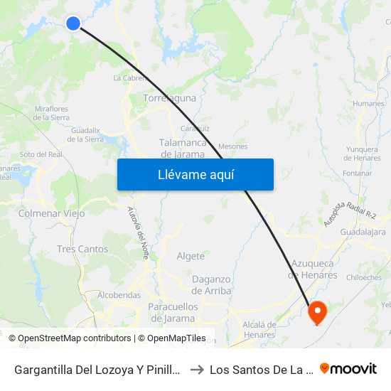 Gargantilla Del Lozoya Y Pinilla De Buitrago to Los Santos De La Humosa map