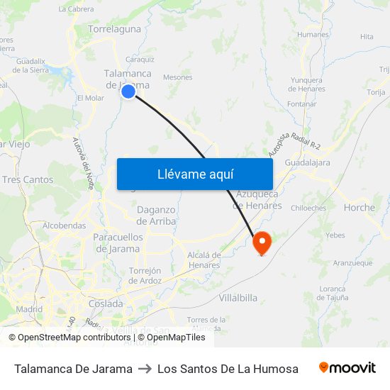 Talamanca De Jarama to Los Santos De La Humosa map