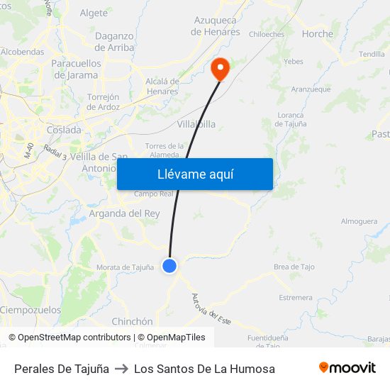 Perales De Tajuña to Los Santos De La Humosa map