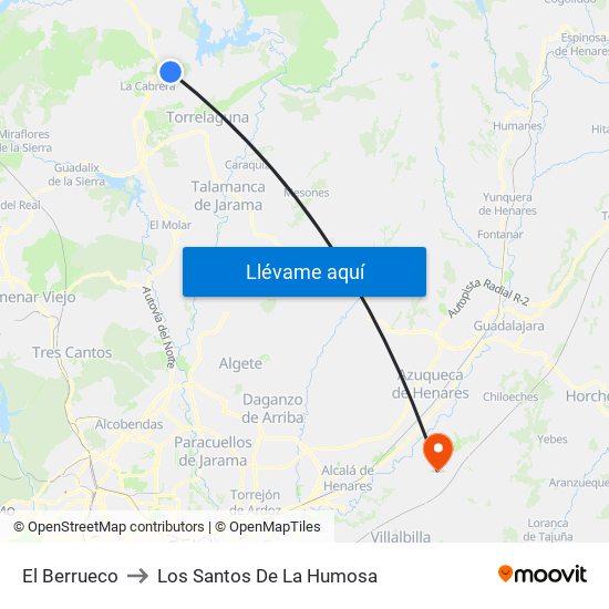El Berrueco to Los Santos De La Humosa map