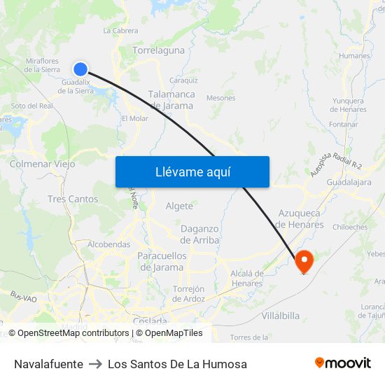 Navalafuente to Los Santos De La Humosa map