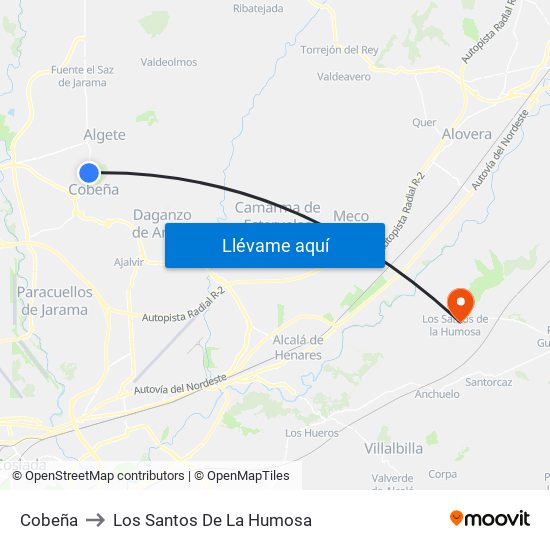 Cobeña to Los Santos De La Humosa map