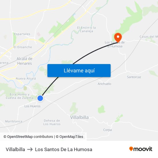Villalbilla to Los Santos De La Humosa map