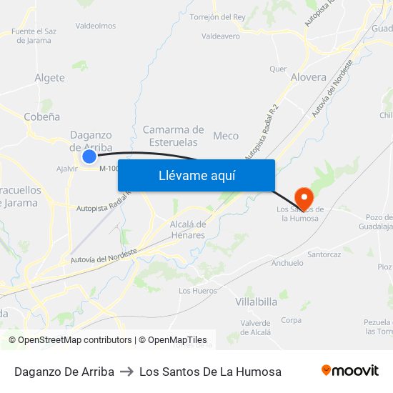 Daganzo De Arriba to Los Santos De La Humosa map